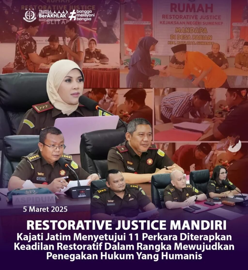 Kejati Jatim Terapkan Keadilan Restoratif dalam 11 Kasus
