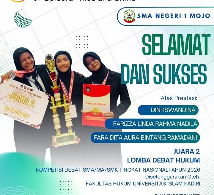 Tim Debat SMAN 1 Mojo Kediri Harumkan Nama Daerah, Raih Juara 2 Nasional di Ajang Debat Hukum