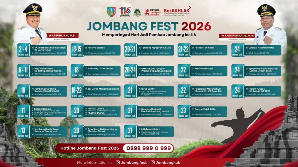 Jombang Fest 2026 Hadirkan Puluhan Agenda Sepanjang Oktober, Catat Jadwal dan Lokasinya! Timeline/jadwal/rundown Jombang Fest 2026